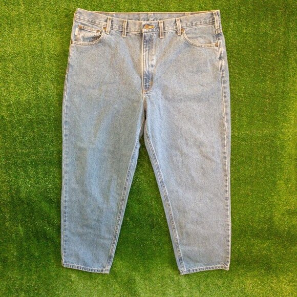 CARHARTT RELAXED FIT BS17 MENS JEANS LIGHT BLUE DENIM 44X30 WORK OUTDOOR - Picture 1 of 6